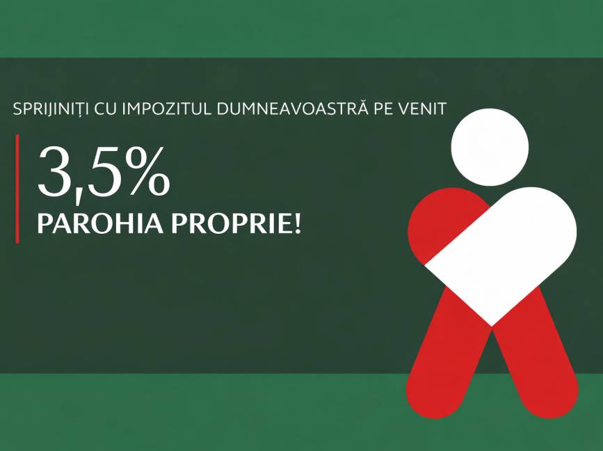 Sprijiniți și dumneavoastră parohia proprie prin redirecționarea a 3,5% din impozitul pe venit!